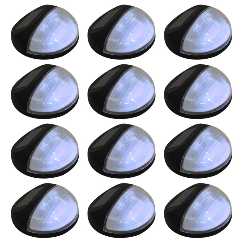 Zahradní nástěnné solární lampy LED 12 ks kulaté černé