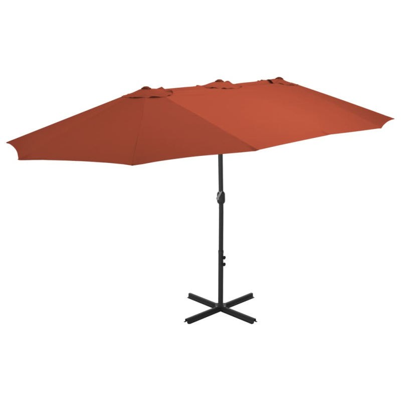 Zahradní Slunečník S Hliníkovou Tyčí 460 X 270 Cm Terakotový - Antracitová