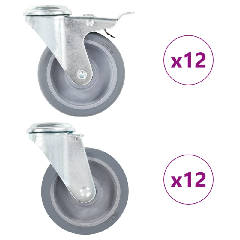 24 Ks Otočná Kolečka S Otvorem Pro Šroub 100 Mm - 4