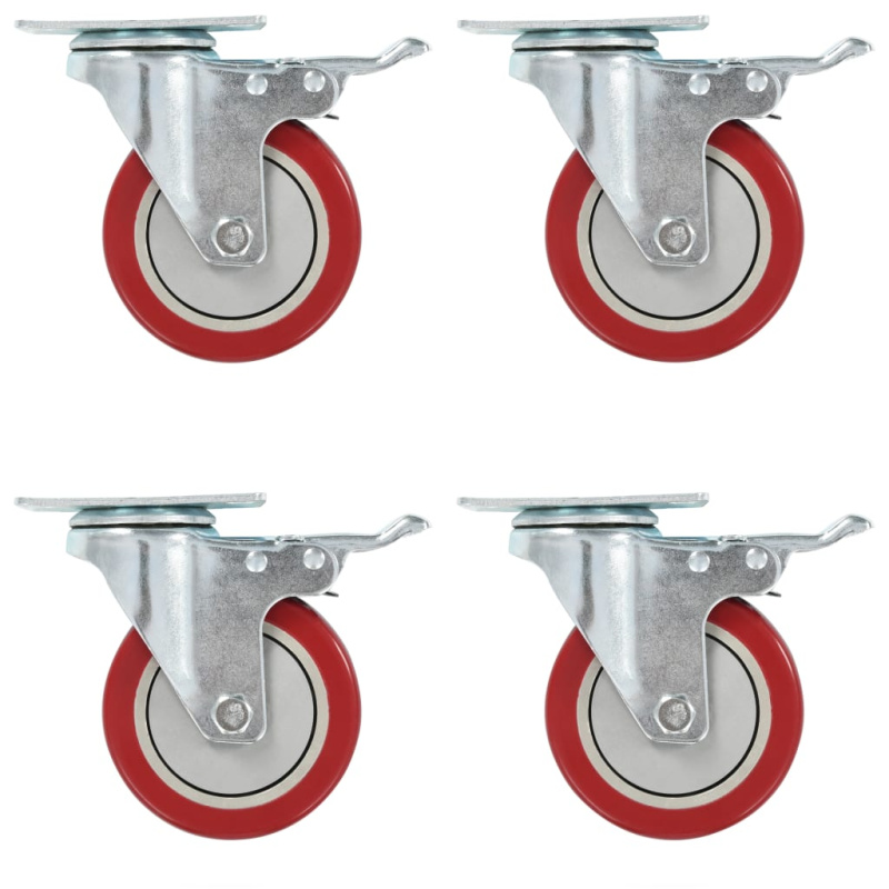 Otočná Kolečka S Dvojitou Brzdou 4 Ks 100 Mm - 4