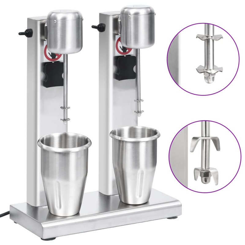 Mixér Na Milkshake S Dvěma Pohárky Nerezová Ocel 2 L - 1 l (1 shaker)