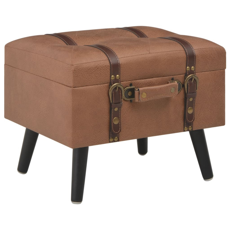Stolička S Úložným Prostorem 40 Cm Umělá Kůže - Tan