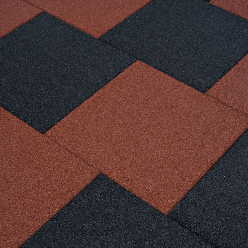 Protipádová Dlaždice 6 Ks Červená 50 X 50 X 3 Cm Pryžová - Černá / 6