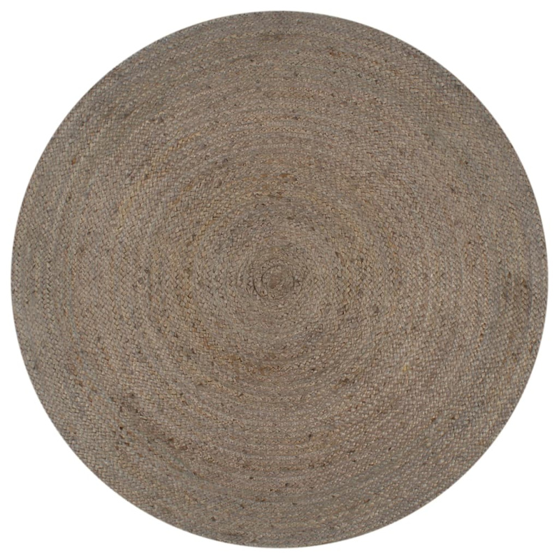 Ručně Vyrobený Koberec Z Juty Kulatý Šedý - Hnědá / 120 cm