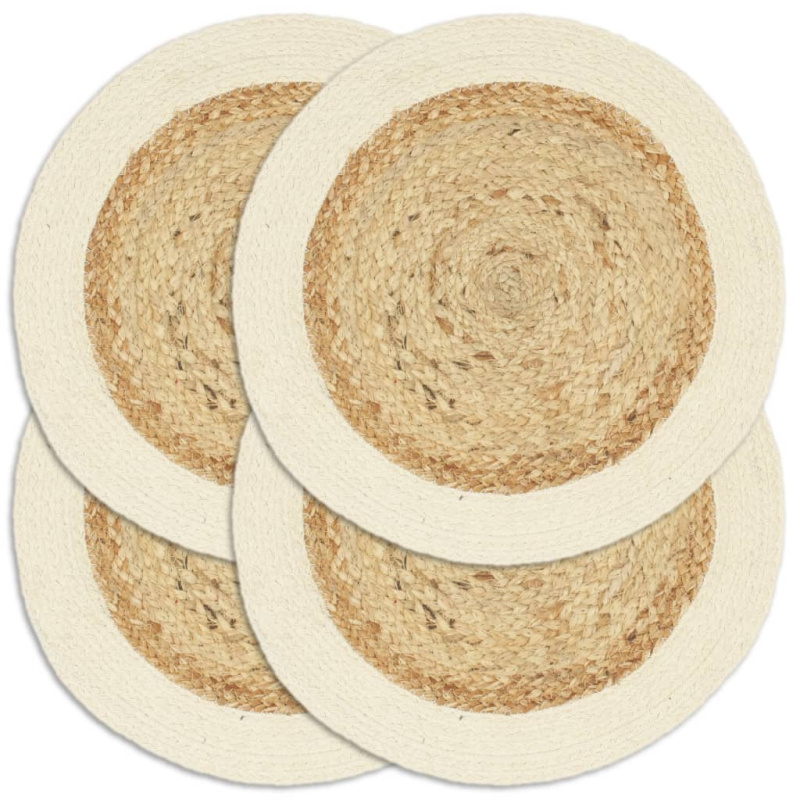 Prostírání 4 Ks Přírodní 38 Cm Kulaté - Námořnická modrá / juta a bavlna / 6