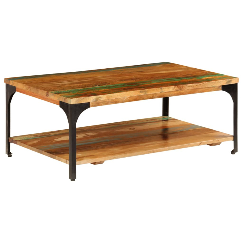 Konferenční Stolek S Policí Recyklovaný Masiv - masivní recyklované dřevo / 100 x 60 x 35 cm
