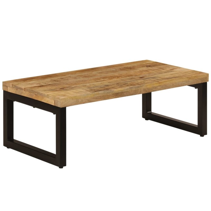 Konferenční Stolek 100 X 50 X 35 Cm Masivní Mangovník A Ocel - masivní mangovníkové dřevo (černé nohy)