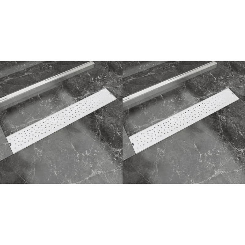 Rovný Sprchový Odtokový Žlab 2Ks Bubble 730X140Mm Nerezová Ocel - 630 x 140 mm