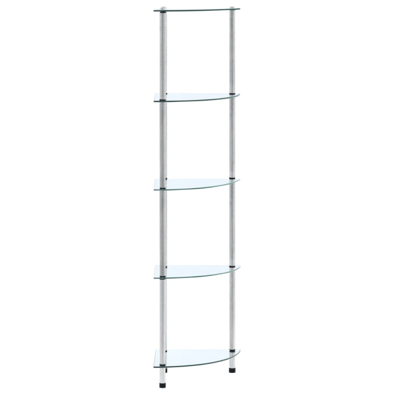 5Patrová Police Průhledná 30 × 30 × 130 Cm Tvrzené Sklo