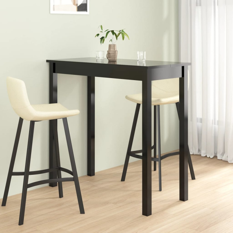 Barový Stůl Mdf Černý 115 X 55 X 107 Cm - 155 cm
