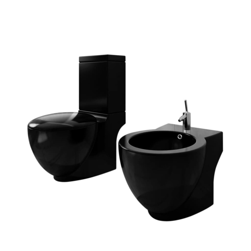 Černá Keramická Toaleta A Bidet