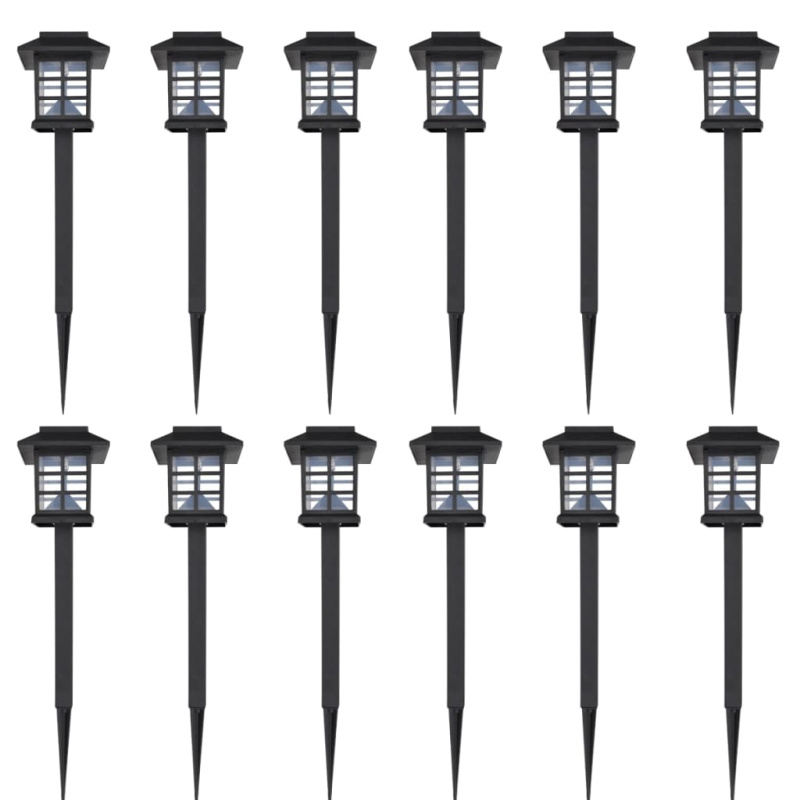 Venkovní Solární Led Lampa S Hrotem, Sada 12 Ks, 8,6 X 8,6 X 38 Cm