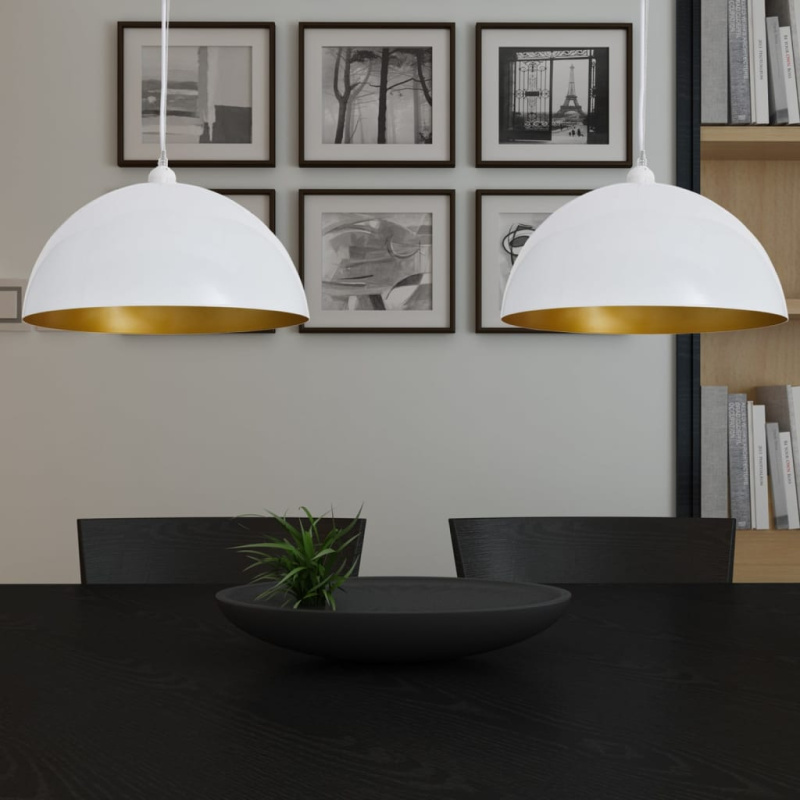 Stropní Lampa Polokoule 2 Ks S Nastavitelnou Výškou - Bílá