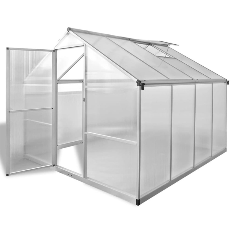 Zpevněný Hliníkový Skleník S Podkladovým Rámem 6,05 M² - 242 x 250 x 195 cm