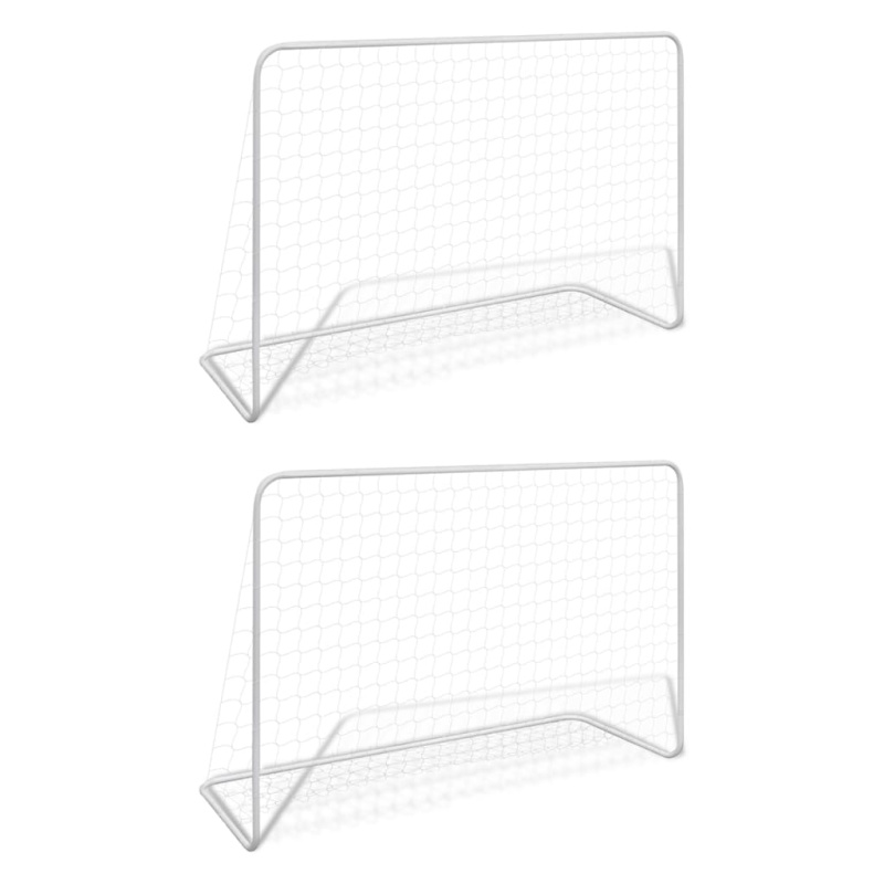 Fotbalové Branky 2 Ks Se Sítí 182 X 61 X 122 Cm Ocelové Bílé - 1