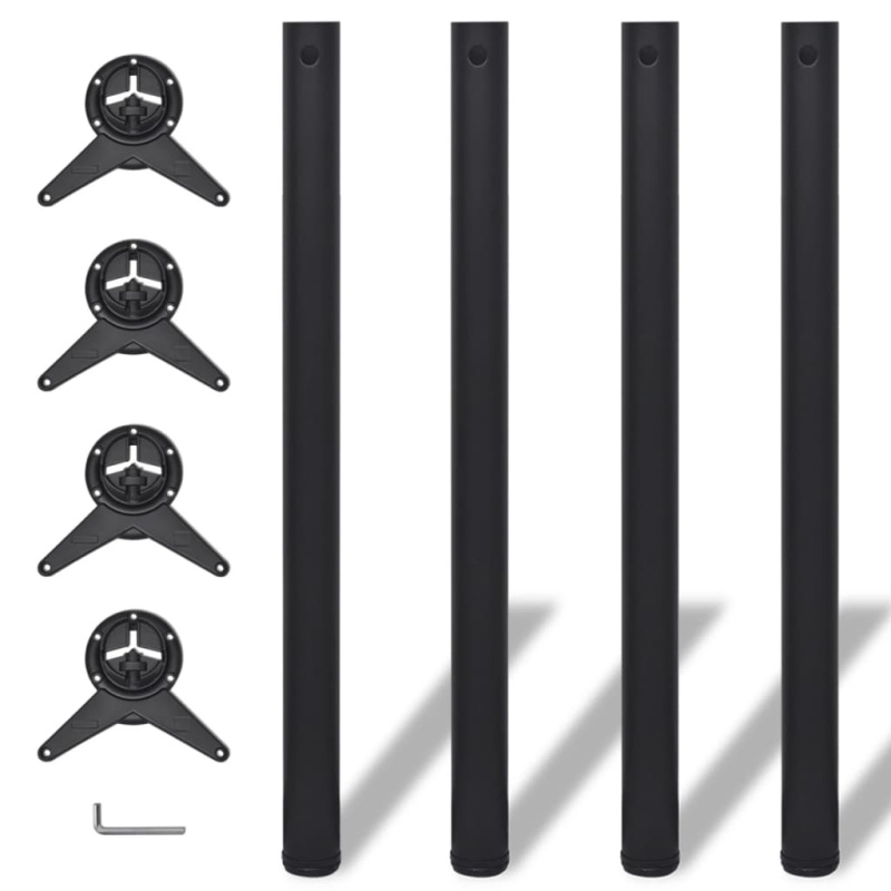 4 Stolové Nohy S Nastavitelnou Výškou Černé, Černá - 870 mm