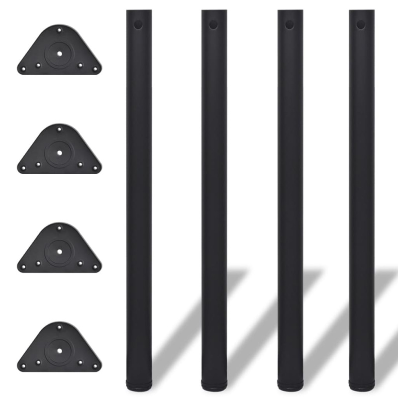 4 Stolové Nohy S Nastavitelnou Výškou Černé, Černá - 710 mm