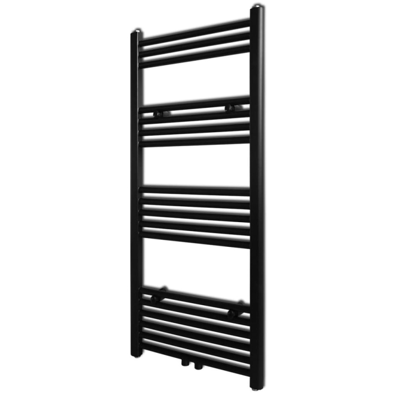 Černý Žebříkový Radiátor Na Ručníky - Ústřední Topení - Rovné / 600 x 764 mm