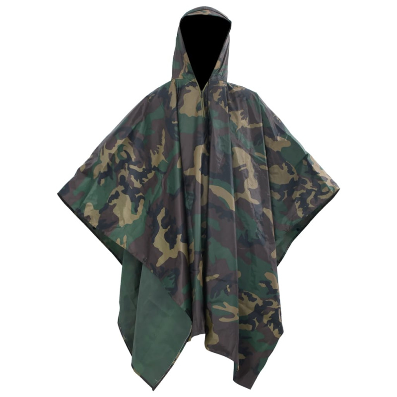 130867 Waterproof Army Rain Poncho For Camping/Hiking Camouflage - Maskáčová