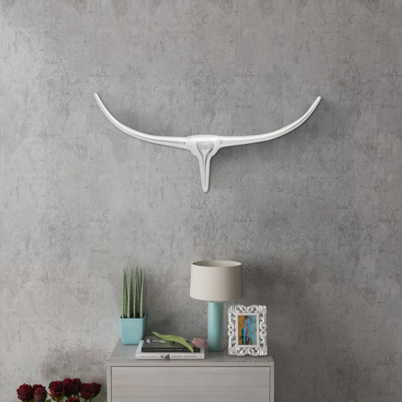 Nástěnná Hliníková Býčí Hlava, Dekorace, Stříbrná Barva - 72 cm