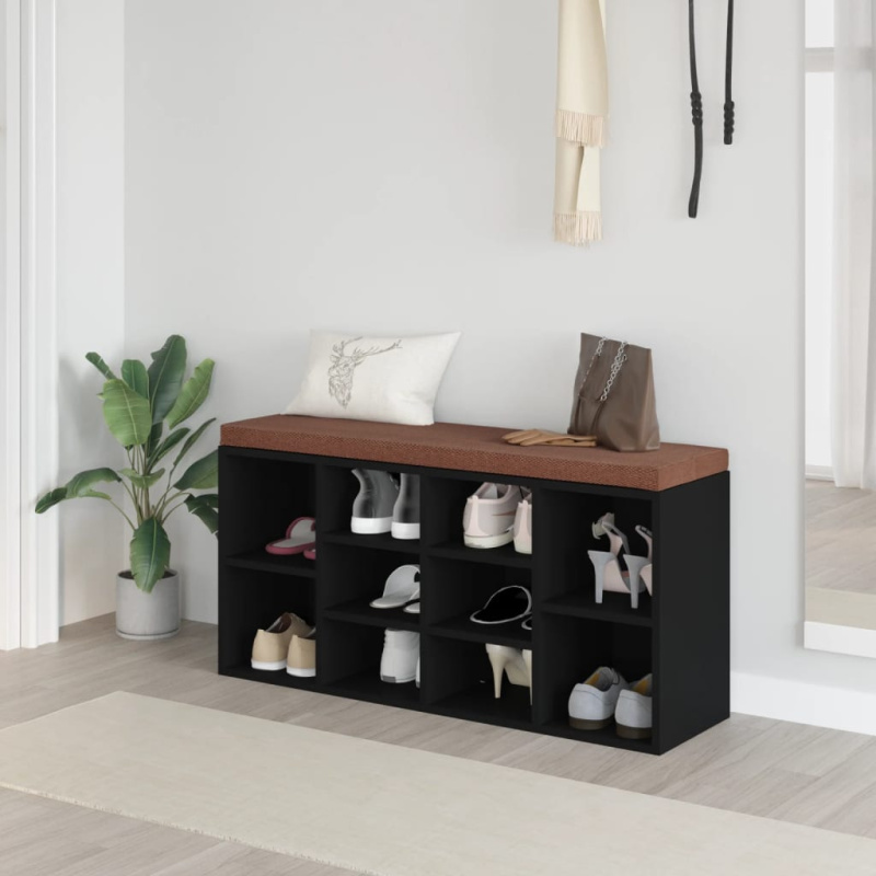 Botníková Lavice Černá 103 X 30 X 48 Kompozitní Dřevo - Hnědá