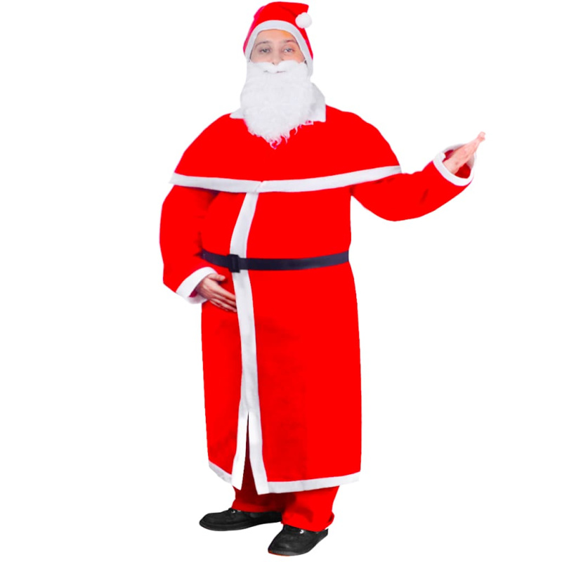 Santa Claus Vánoční Kostým S Dlouhým Kabátem, Sada - bílá a červená