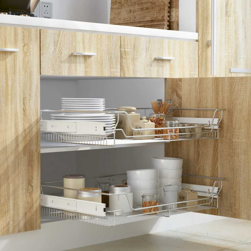 Vysouvací Drátěné Košíky 2 Ks Stříbrné - 600 mm