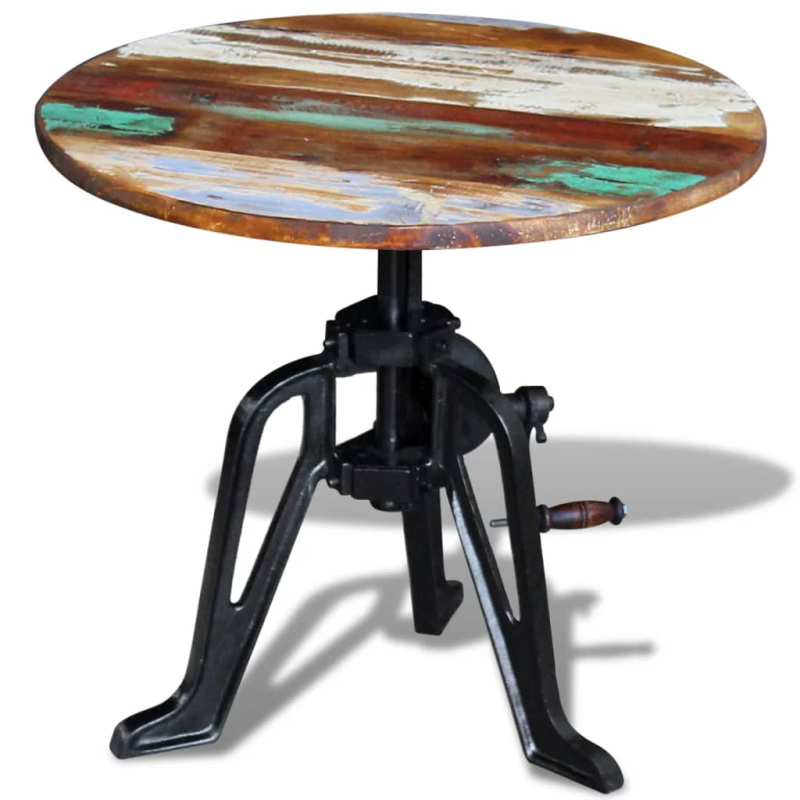 Odkládací Stolek Litina 60X(42–63) Cm - masivní recyklované dřevo / 42-63 cm
