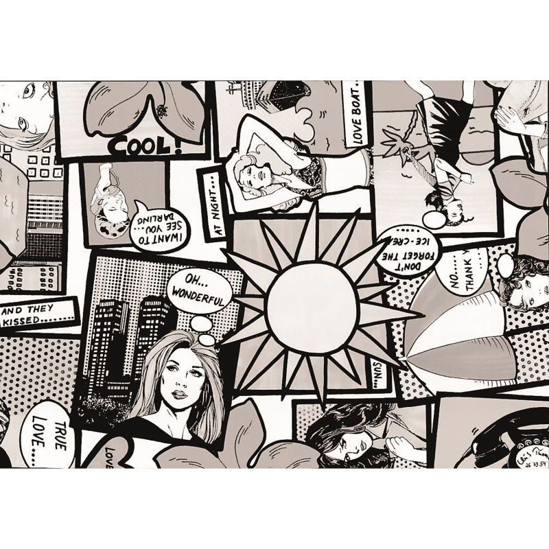 Gekkofix Samolepicí fólie, černo-bílý komiks, 90 x 200 cm