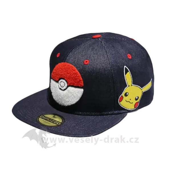 Difuzed Pokémon Denim Snapback Cap Džínově modrá