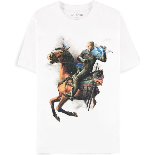 Difuzed Tričko The Witcher - Horse L Bílá