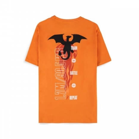 Difuzed Tričko Pokémon - Charizard Train Battle Repeat Oranžová