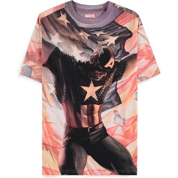 CurePink: pánské tričko Marvel Captain America Kapitán Amerika: Hrdina Multicolor