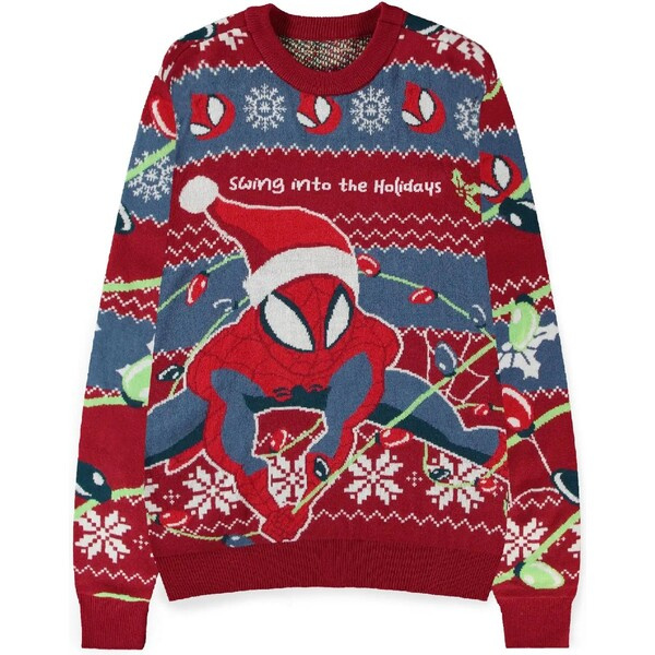 Difuzed Vánoční svetr Spider-Man - Swing into the Holidays S Multicolor