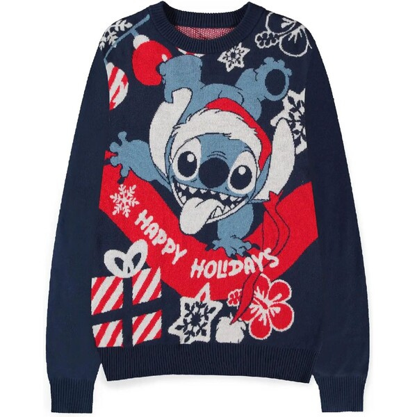 Difuzed Vánoční svetr Lilo & Stitch - Stitch Santa L Námořnicky tmavomodrá