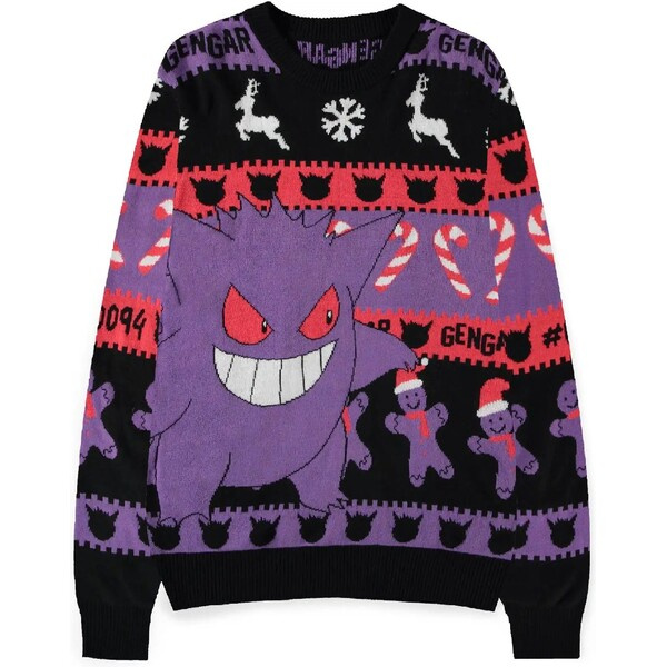 Difuzed Vánoční svetr Pokémon - Gengar S Černá / hyperfialová