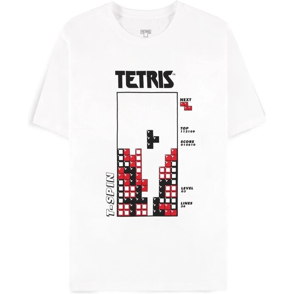 Pánské tričko s krátkým rukávem Difuzed Tetris Block Party - M Bílá