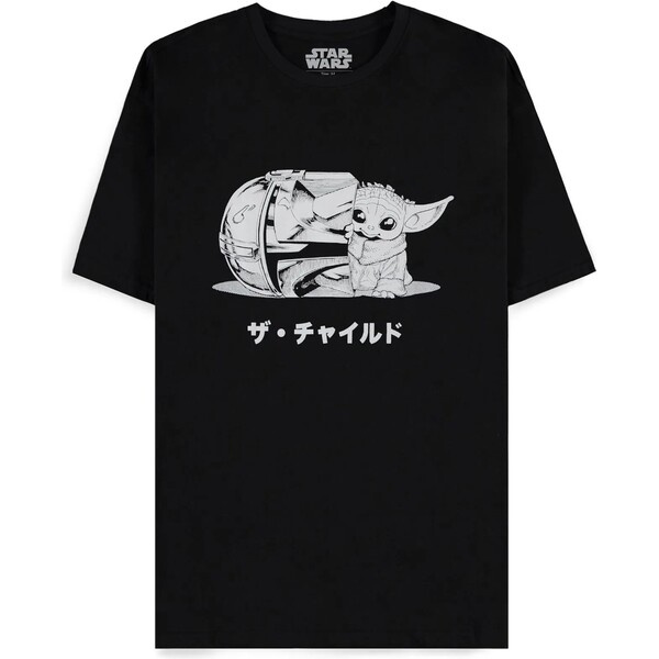 Pánské tričko s krátkým rukávem Difuzed Mandalorian Grogu - XL Černá