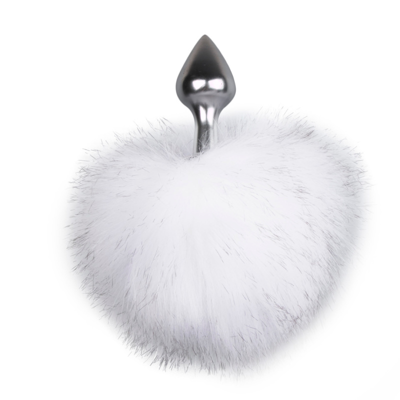 Easytoys Anální kolík Bunny Tail Plug No. 1 - stříbrná/bílá
