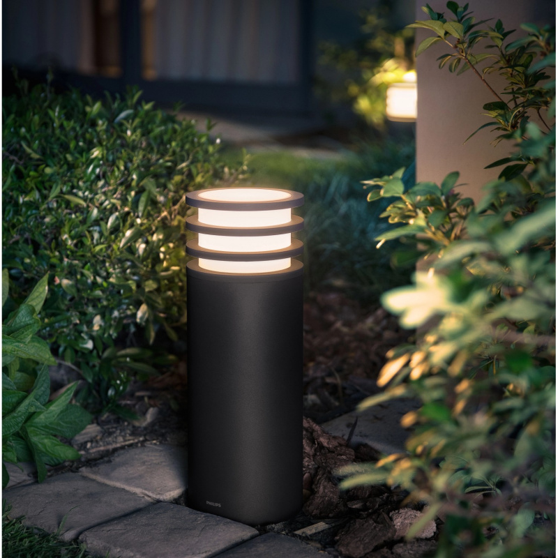 Philips Hue Sloupové svítidlo White Lucca IP44 9W 2700K antracit, pr. 14,2x40cm