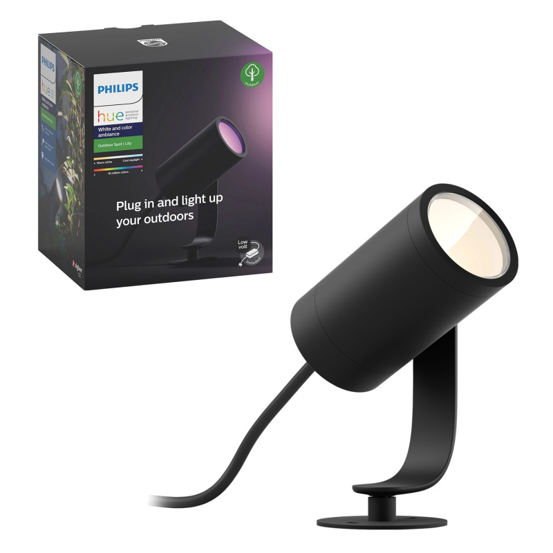 Philips Hue Exteriérové 1bodové LED svítidlo Lily Outdoor, černá - základní sada