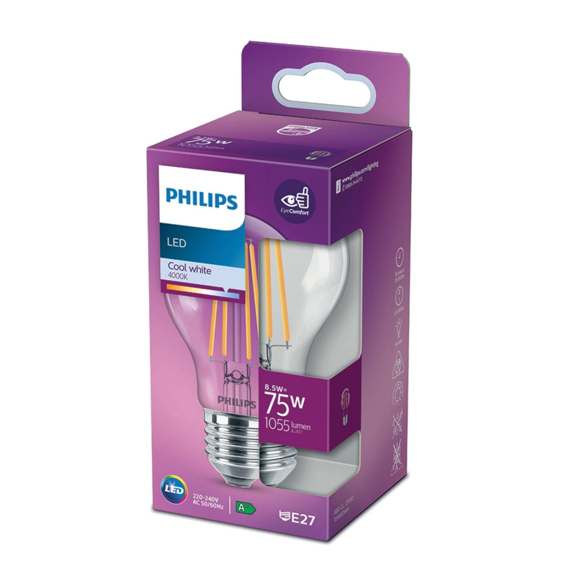 Philips Classic LED žárovka E27, 8,5 W, 1055 lm, 4000 K