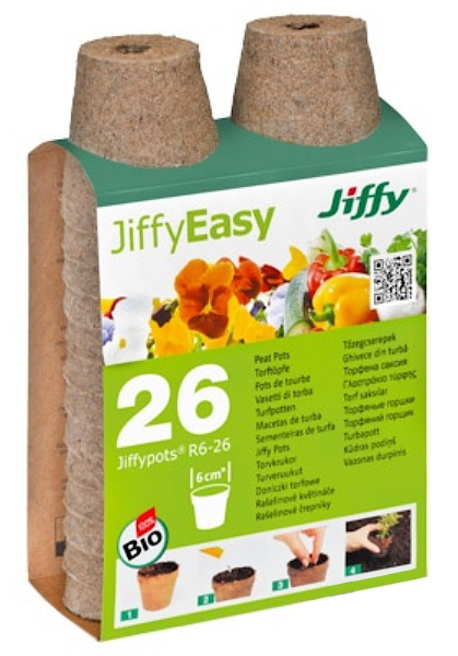 Jiffy Products Rašelinový květináč Jiffypot® R6-26, 6 cm - balení 26 kusů