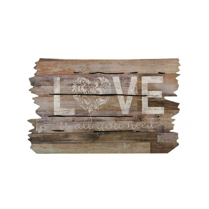 FLOMAT Béžová vstupní rohož FLOMA Love - délka 46 cm, šířka 76 cm, výška 1 cm