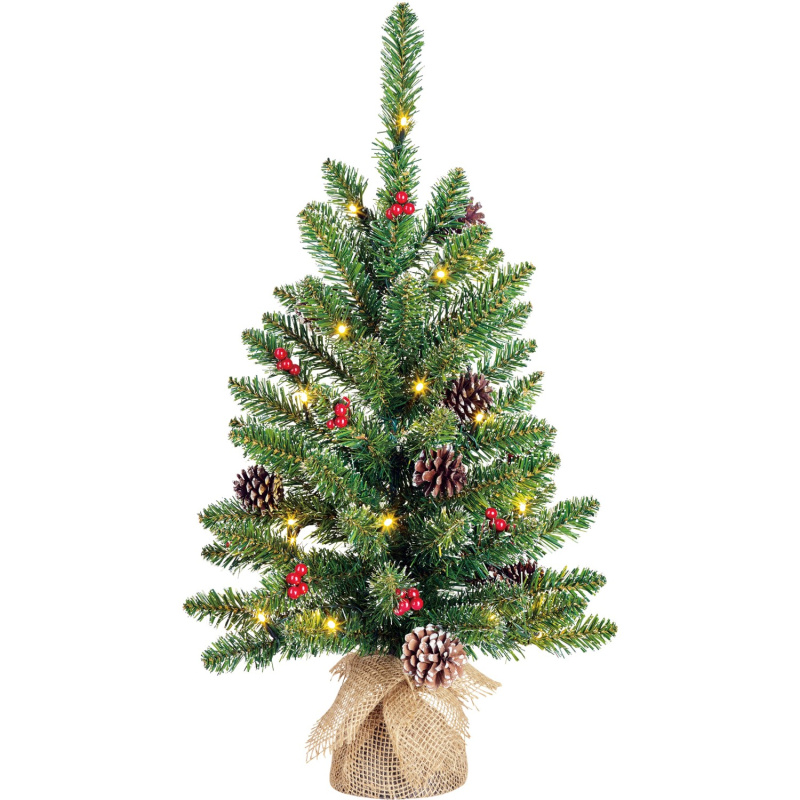 Black Box Trees Umělý vánoční stromeček Creston juta s námrazou, 20 LED, 60 cm