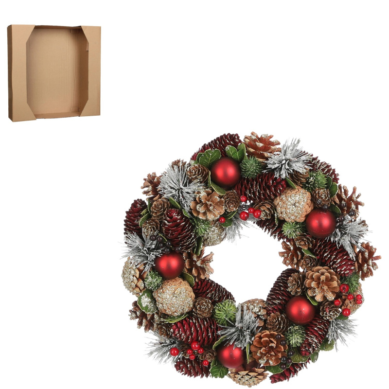 House of Seasons Věnec, červený, pr. 34 x 8,5 cm