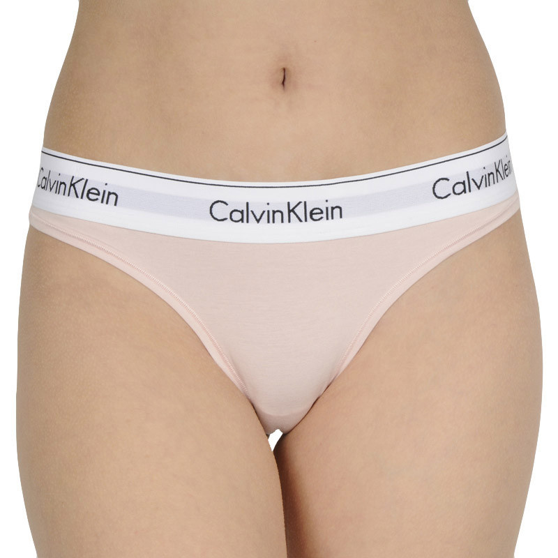 Dámské tanga F3786E -2NT - Calvin Kiein XL pudrovo-růžová