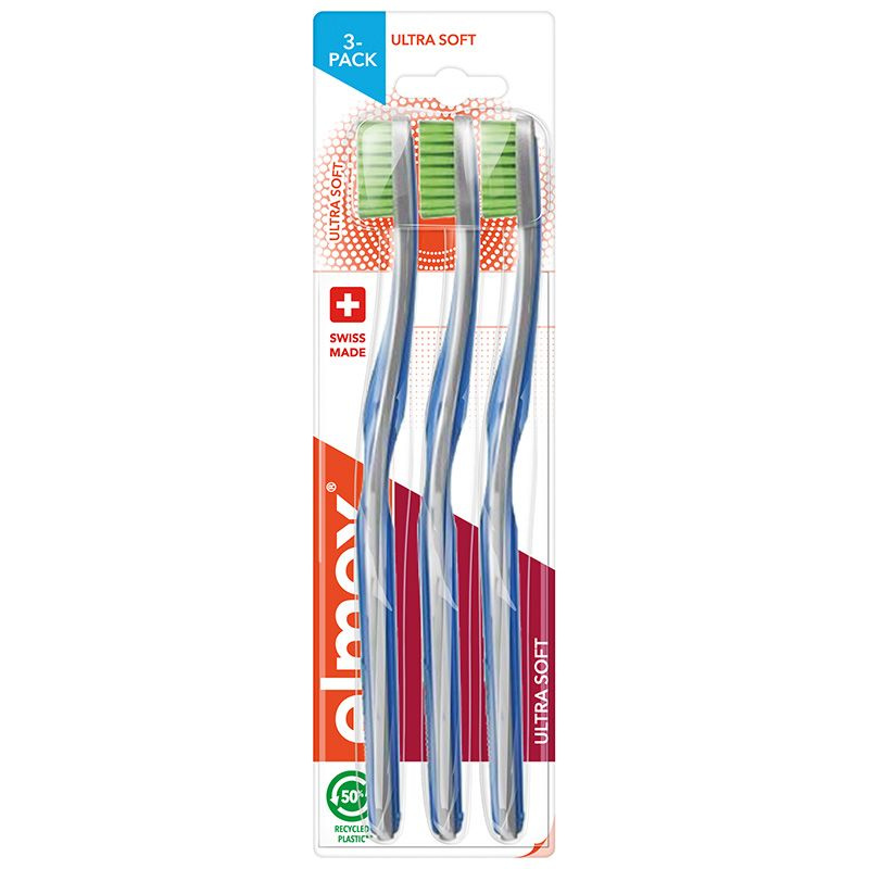 Elmex Swiss Made zubní kartáčky ultra soft Yellow + Blue + White 3 ks