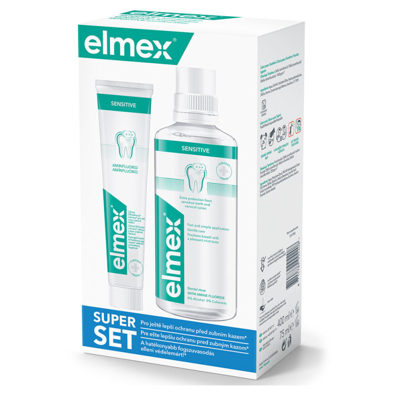 ELMEX Sensitive ústní voda 400 ml + Zubní pasta 75 ml