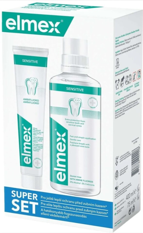 ELMEX Sensitive ústní voda 400 ml + Zubní pasta 75 ml